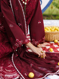 Maroon-Mahnur Morbagh Luxury Lawn'26 Embroidered Unstitched 3-Piece Suit-M-13