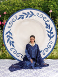 Blue-Mahnur Morbagh Luxury Lawn'26 Embroidered Stitched 3-Piece Suit-M-14