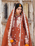 Orange Hussain Rehar Barmala Pret'26 Lawn Embroidered 3-Piece Suit-Gerua