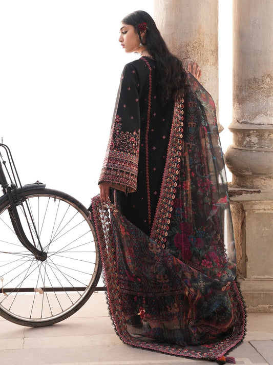 Black Hussain Rehar Barmala Pret'26 Lawn Embroidered 3-Piece Suit-Noushyy