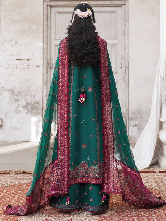 Green Hussain Rehar Barmala Pret'26 Lawn Embroidered 3-Piece Suit-Zammuradi