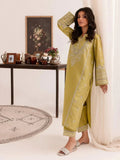 Yellow-Khubsurat Libas Linen Embroidered Stitched 2-Piece Suit-Hina
