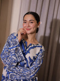 Blue and White-Libas-e-Khas Poly Grip Printed Kaftan Set