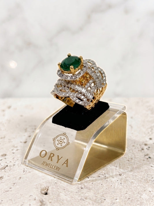 Orya Jewellery Adjustable Zircon Ring-Emerald Green R33