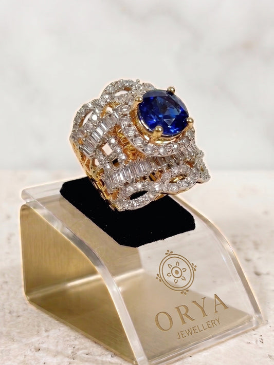 Orya Jewellery Adjustable Zircon Ring-Sapphire Blue R34