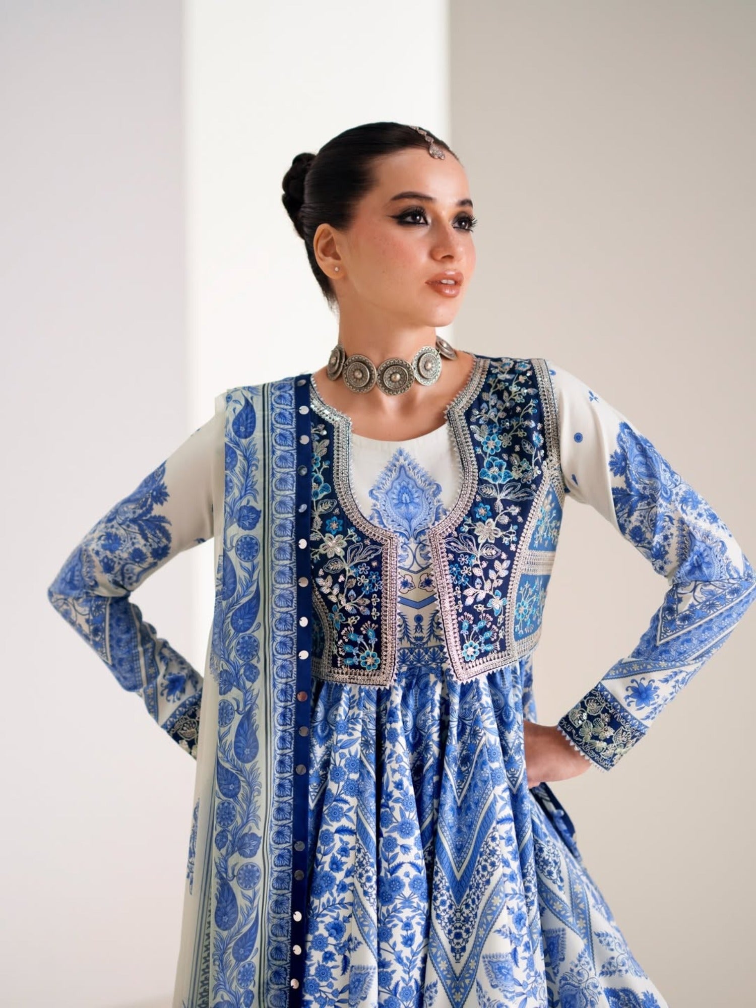Blue Binilyas Amour Luxury Lawn'26 Embroidered Unstitched 3-Piece Suit-188-A