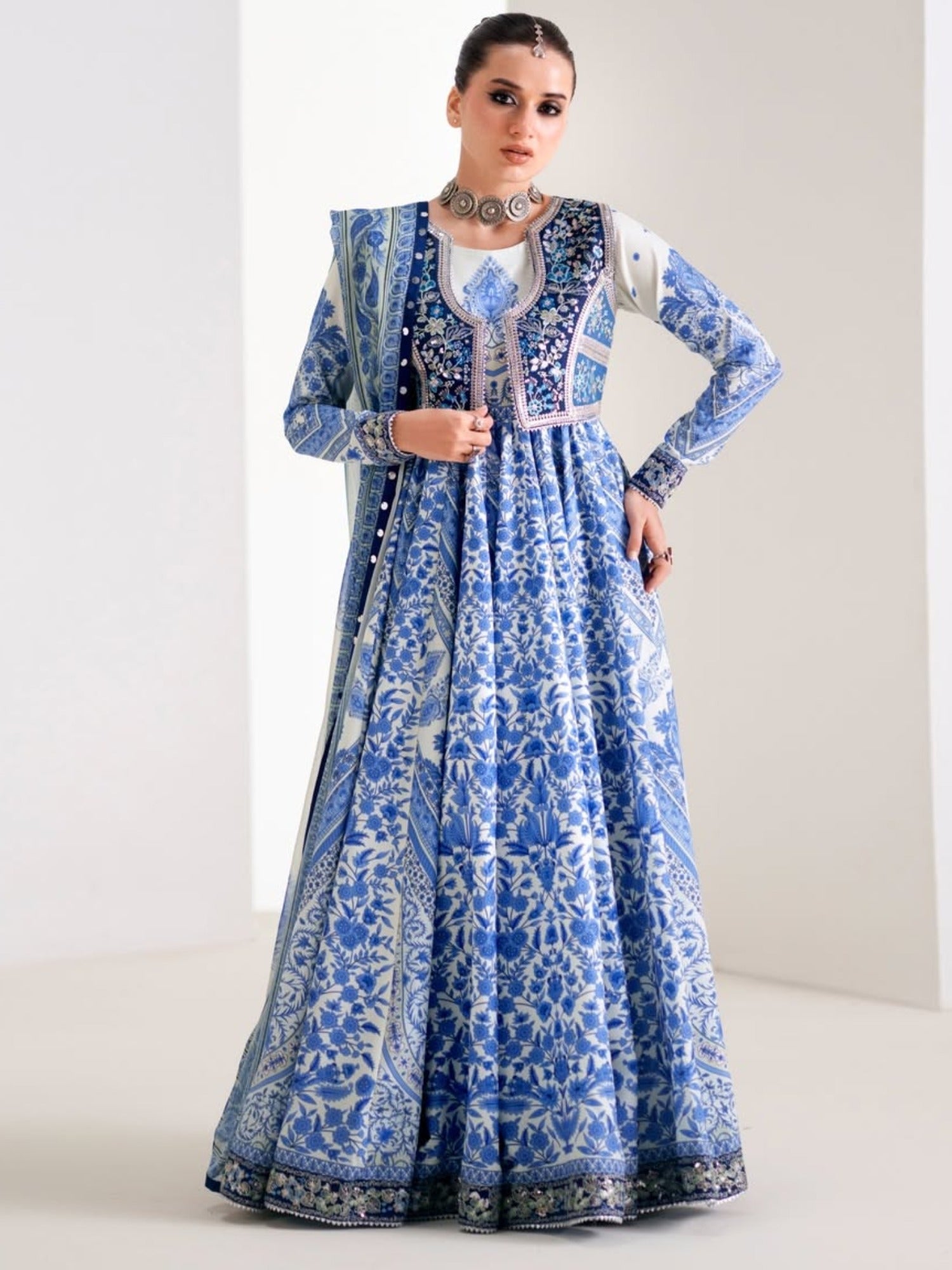 Blue Binilyas Amour Luxury Lawn'26 Embroidered Unstitched 3-Piece Suit-188-A