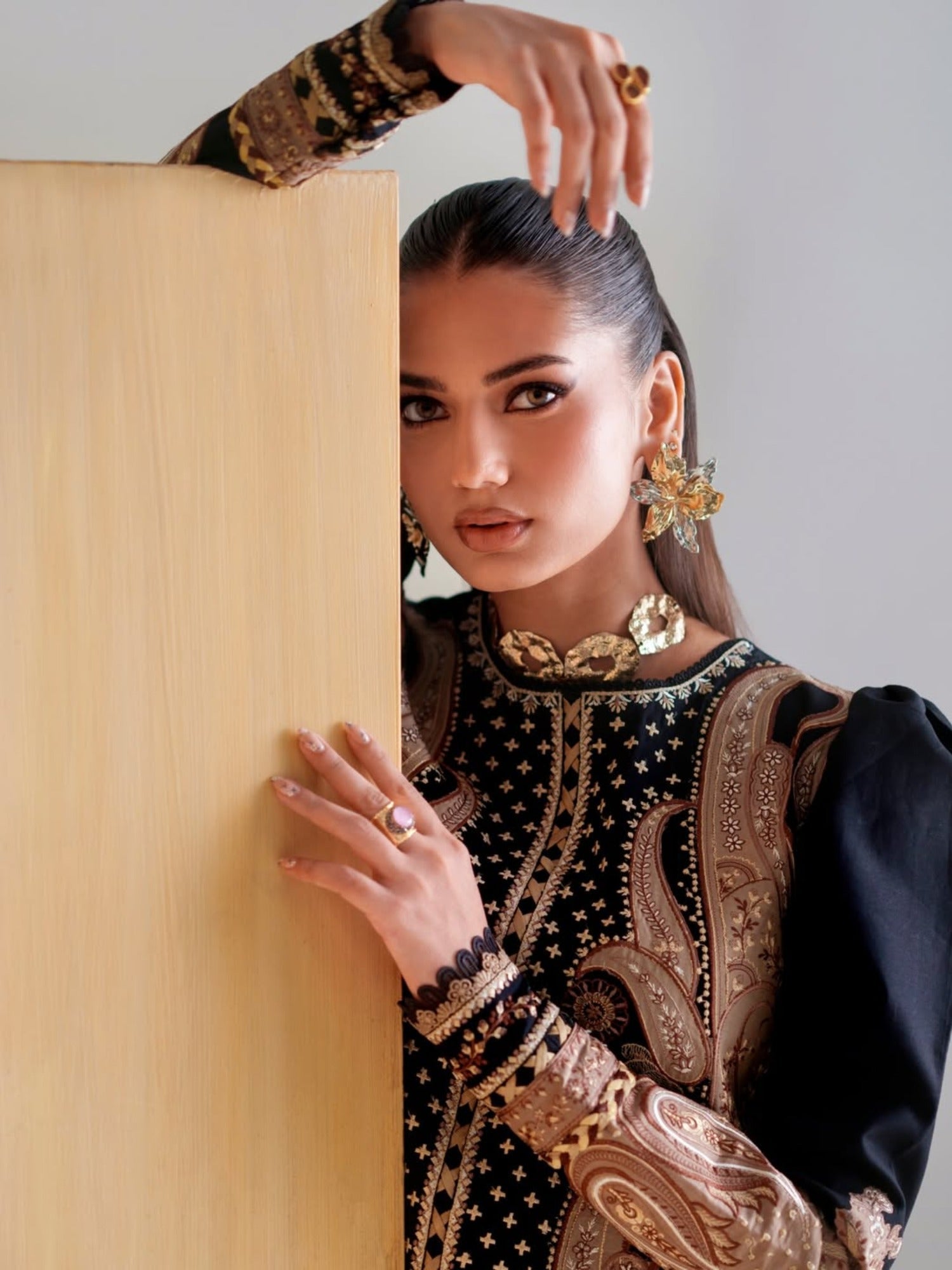 Black Binilyas Amour Luxury Lawn'26 Embroidered Unstitched 3-Piece Suit-185-B