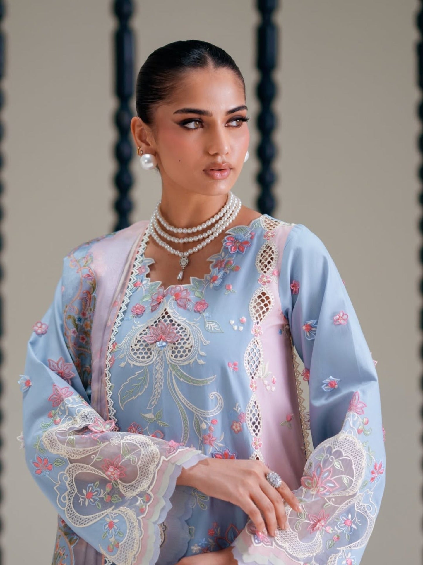 Blue Binilyas Amour Luxury Lawn'26 Embroidered Unstitched 3-Piece Suit-184-B