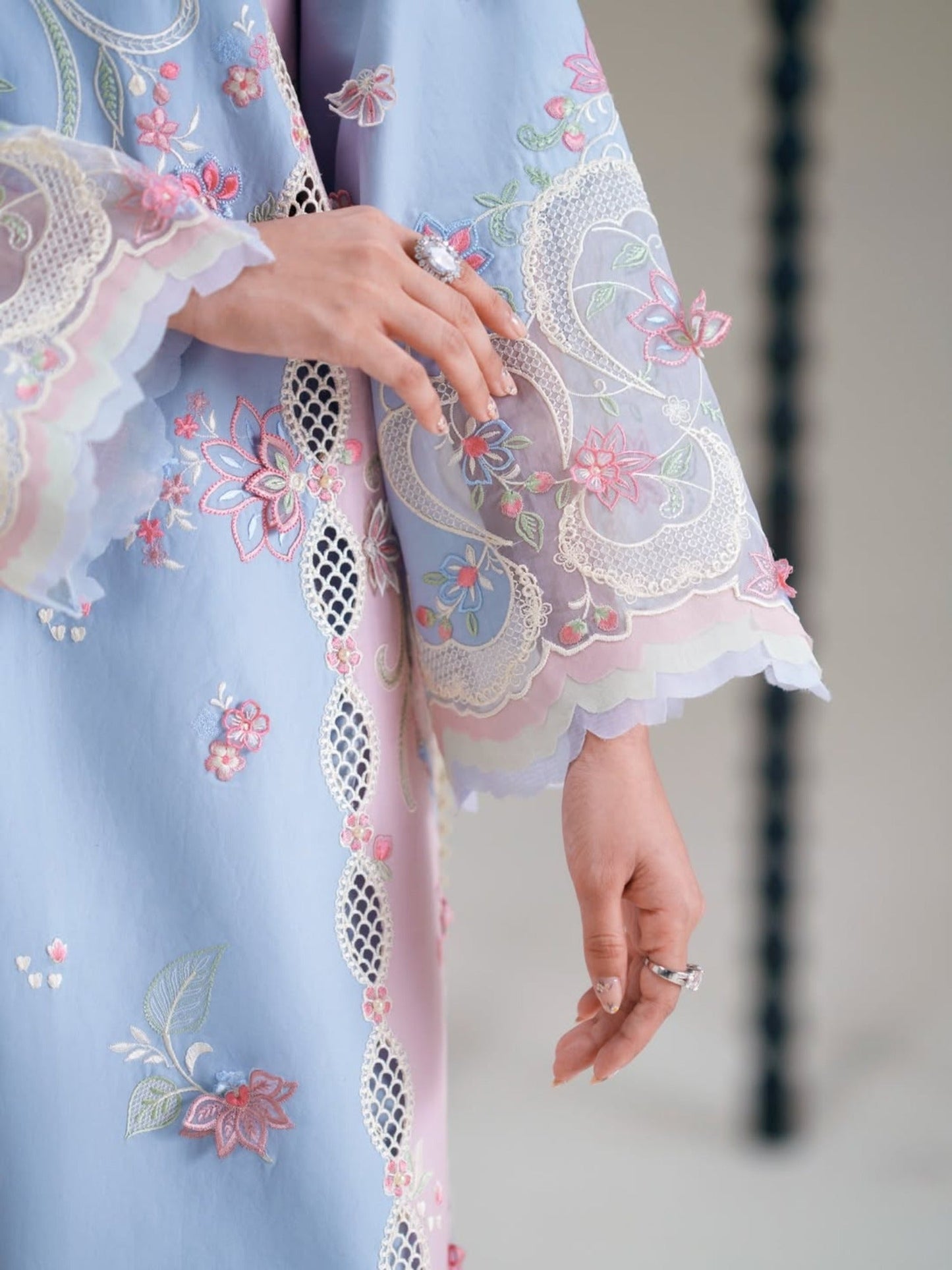 Blue Binilyas Amour Luxury Lawn'26 Embroidered Unstitched 3-Piece Suit-184-B