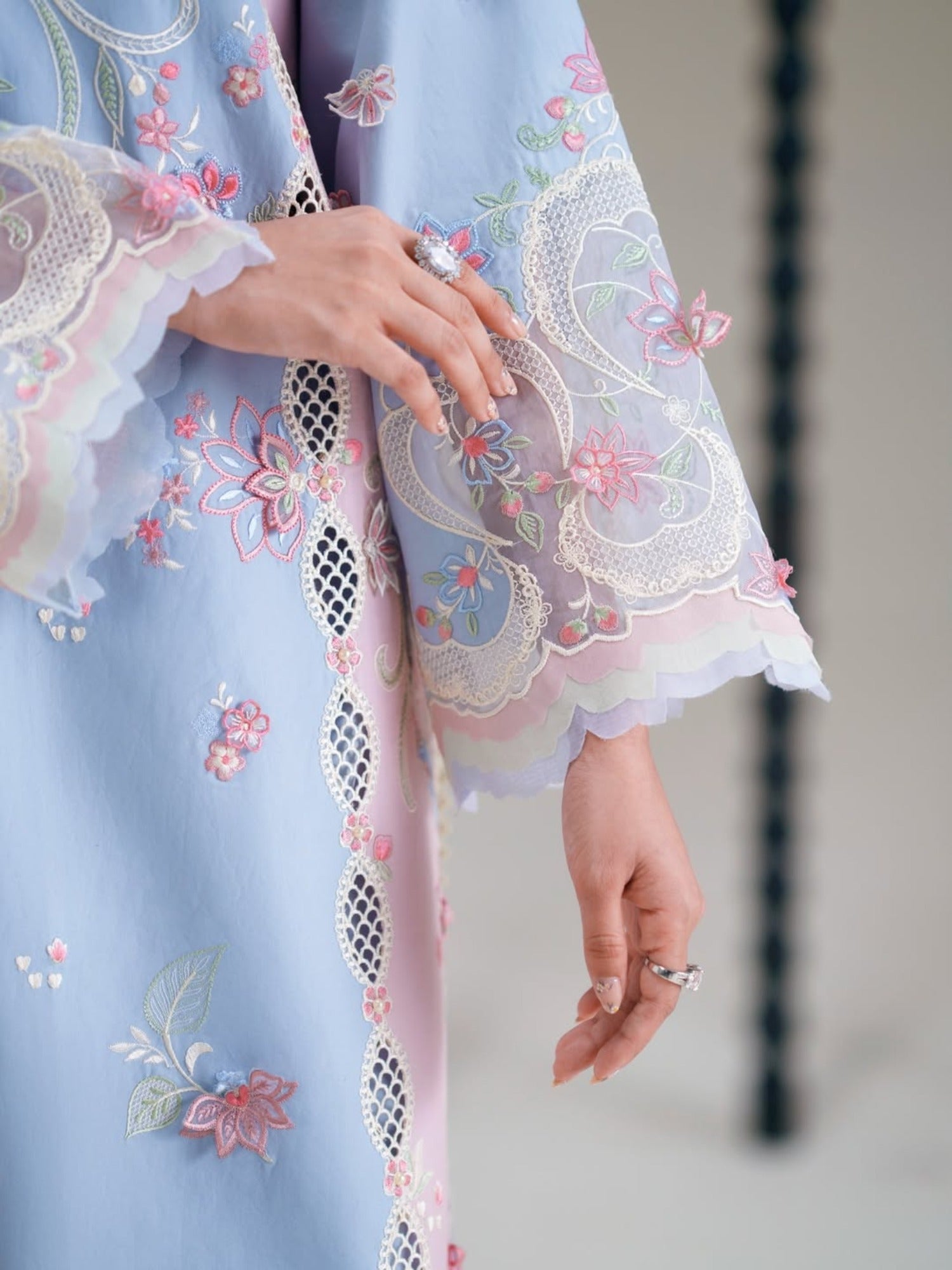 Blue Binilyas Amour Luxury Lawn'26 Embroidered Unstitched 3-Piece Suit-184-B