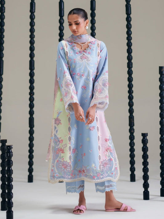 Blue Binilyas Amour Luxury Lawn'26 Embroidered Unstitched 3-Piece Suit-184-B