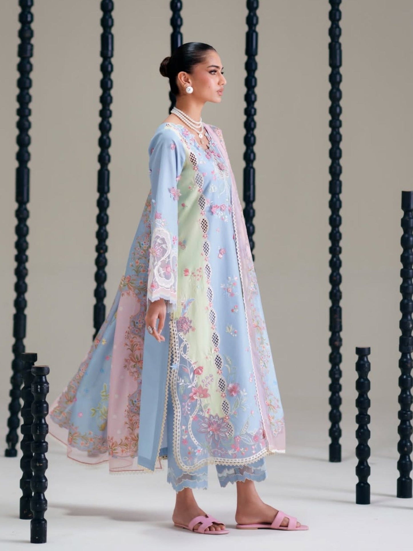 Blue Binilyas Amour Luxury Lawn'26 Embroidered Unstitched 3-Piece Suit-184-B