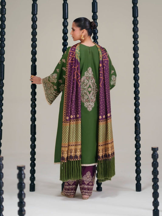 Green Binilyas Amour Luxury Lawn'26 Embroidered Unstitched 3-Piece Suit-183-B