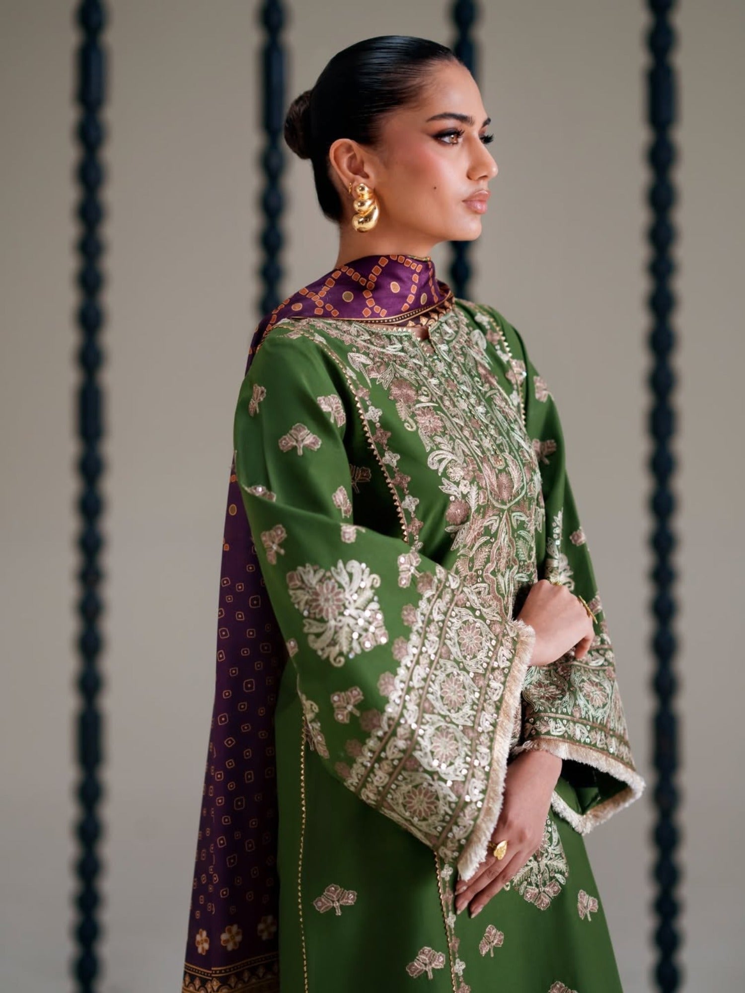 Green Binilyas Amour Luxury Lawn'26 Embroidered Unstitched 3-Piece Suit-183-B