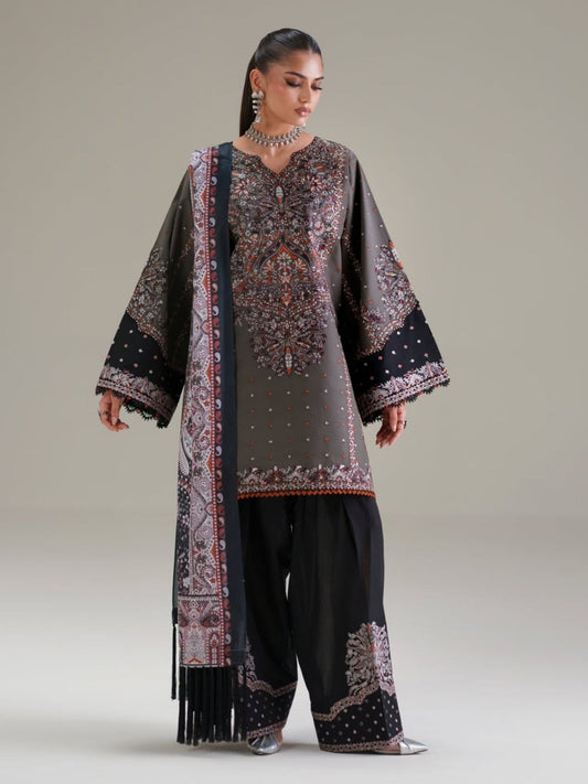 Black Binilyas Amour Luxury Lawn'26 Embroidered Unstitched 3-Piece Suit-182-A