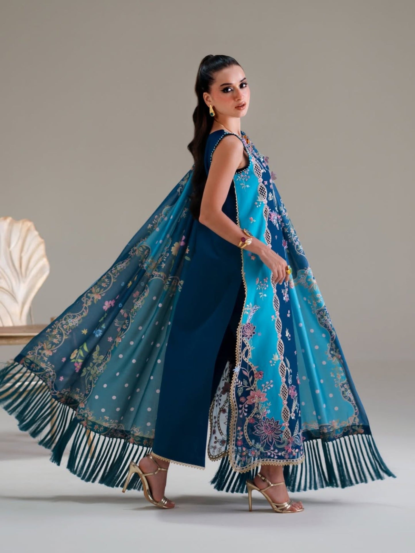 Blue-Binilyas Amour Luxury Lawn'26 Embroidered Unstitched 3-Piece Suit-184-A