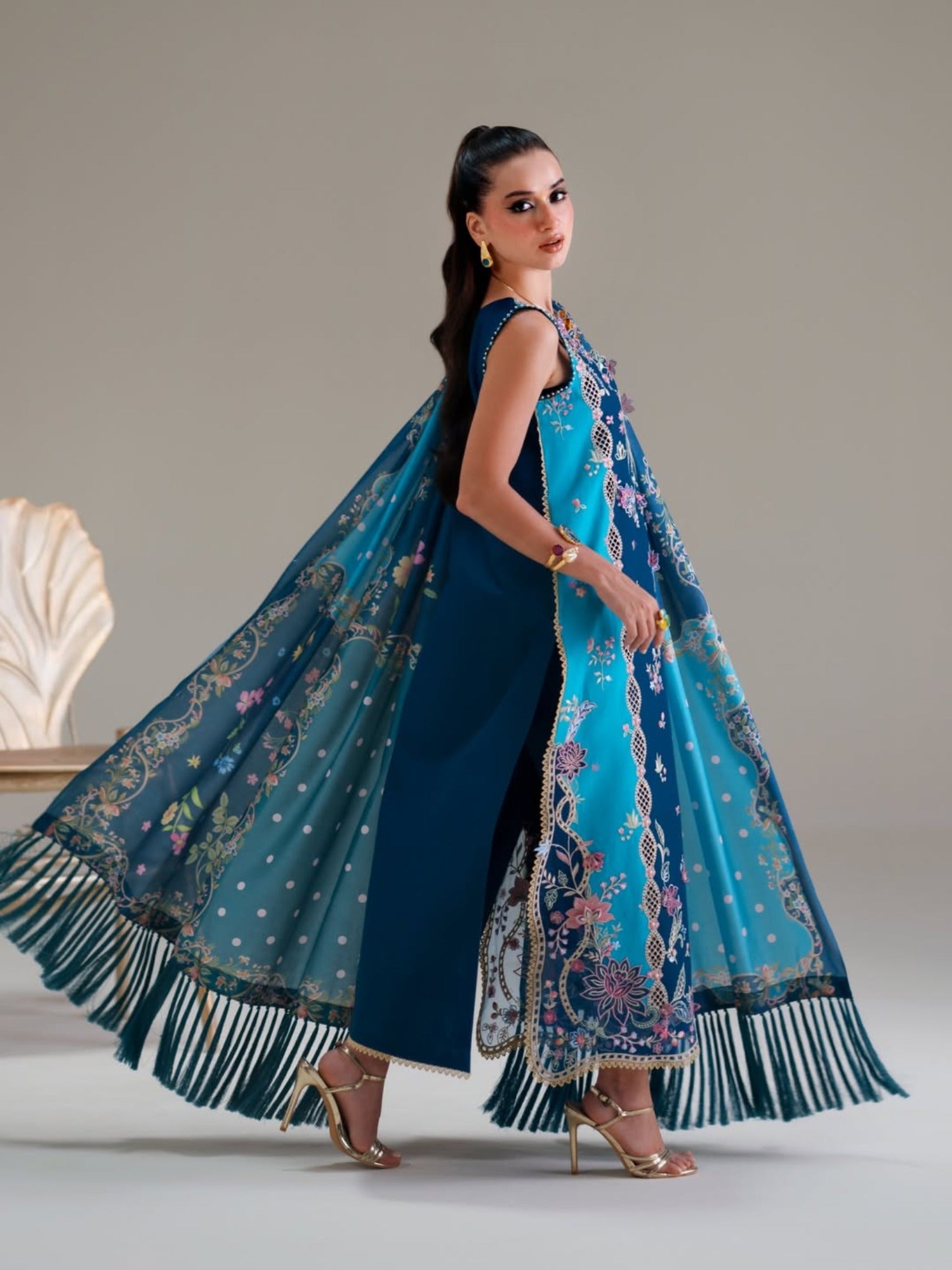 Blue-Binilyas Amour Luxury Lawn'26 Embroidered Unstitched 3-Piece Suit-184-A