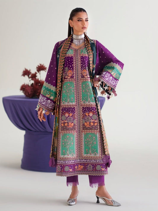 Purple Binilyas Amour Luxury Lawn'26 Embroidered Unstitched 3-Piece Suit-186-A