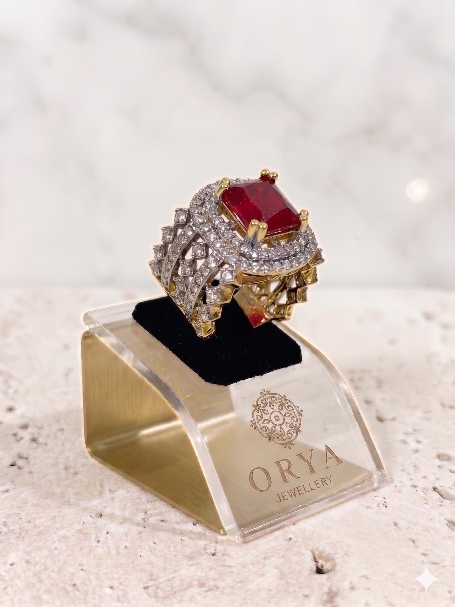 Red-Orya Jewellery Adjustable Ring-R0042