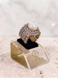White and gold-Orya Jewellery Adjustable Ring-R0043