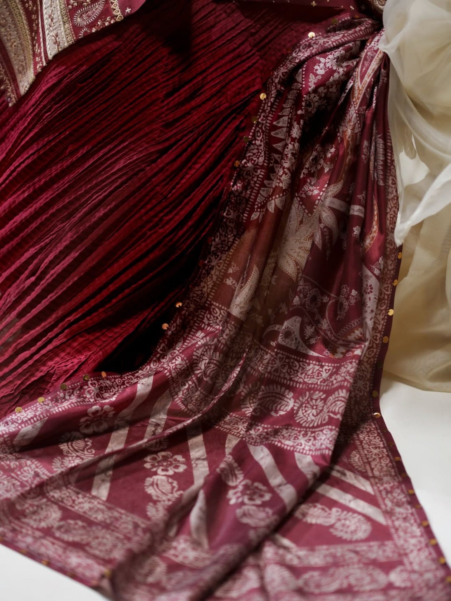 Maroon Binilyas Amour Luxury Lawn'26 Embroidered Unstitched 3-Piece Suit-185-A