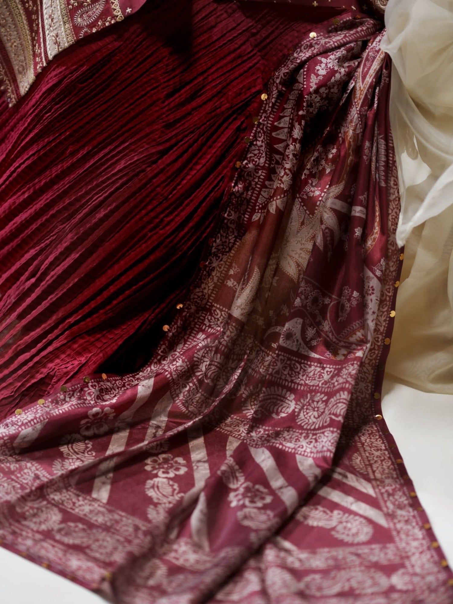 Maroon Binilyas Amour Luxury Lawn'26 Embroidered Unstitched 3-Piece Suit-185-A