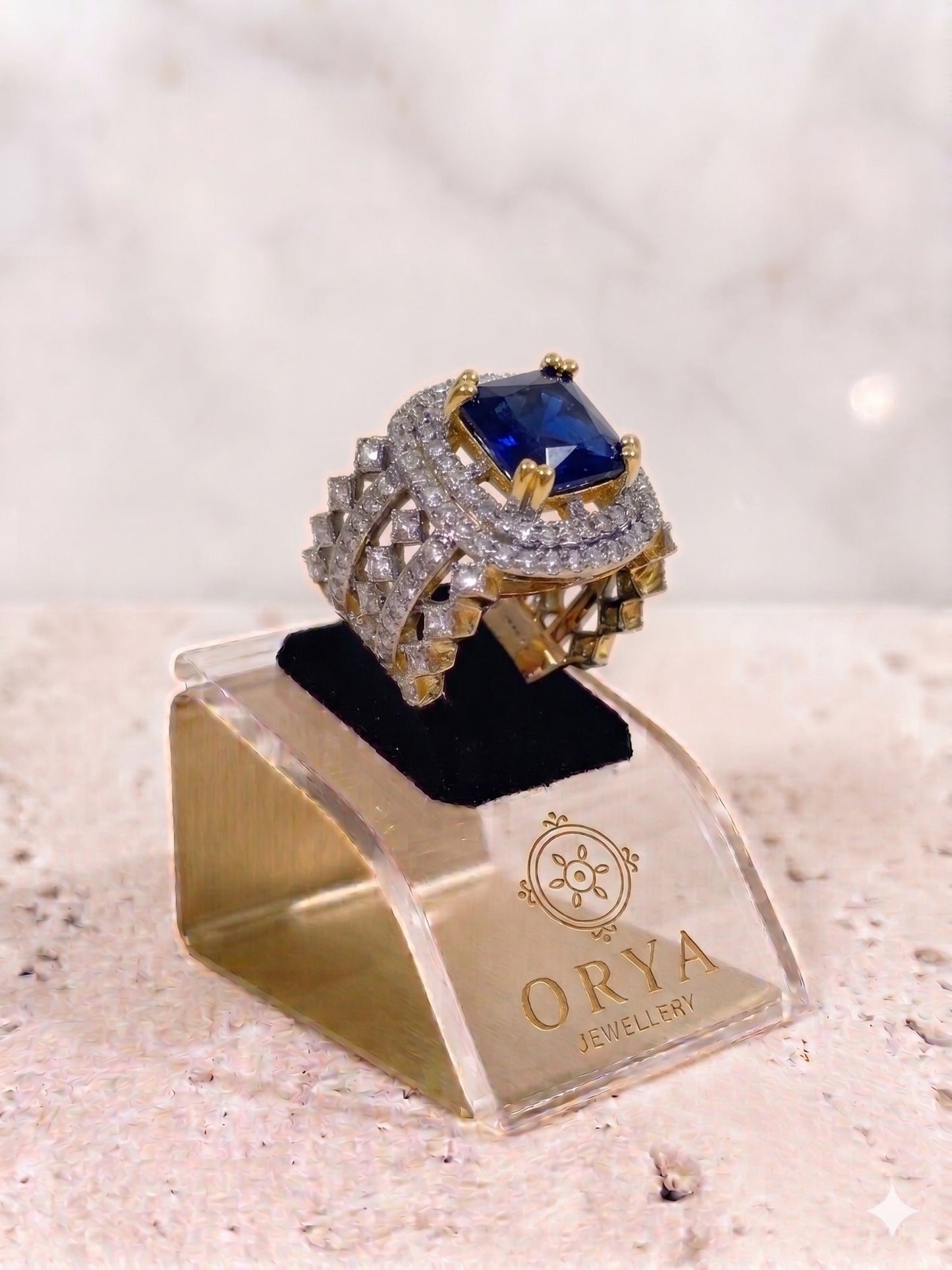 Blue and Silver-Orya Jewellery Adjustable Ring-R0046