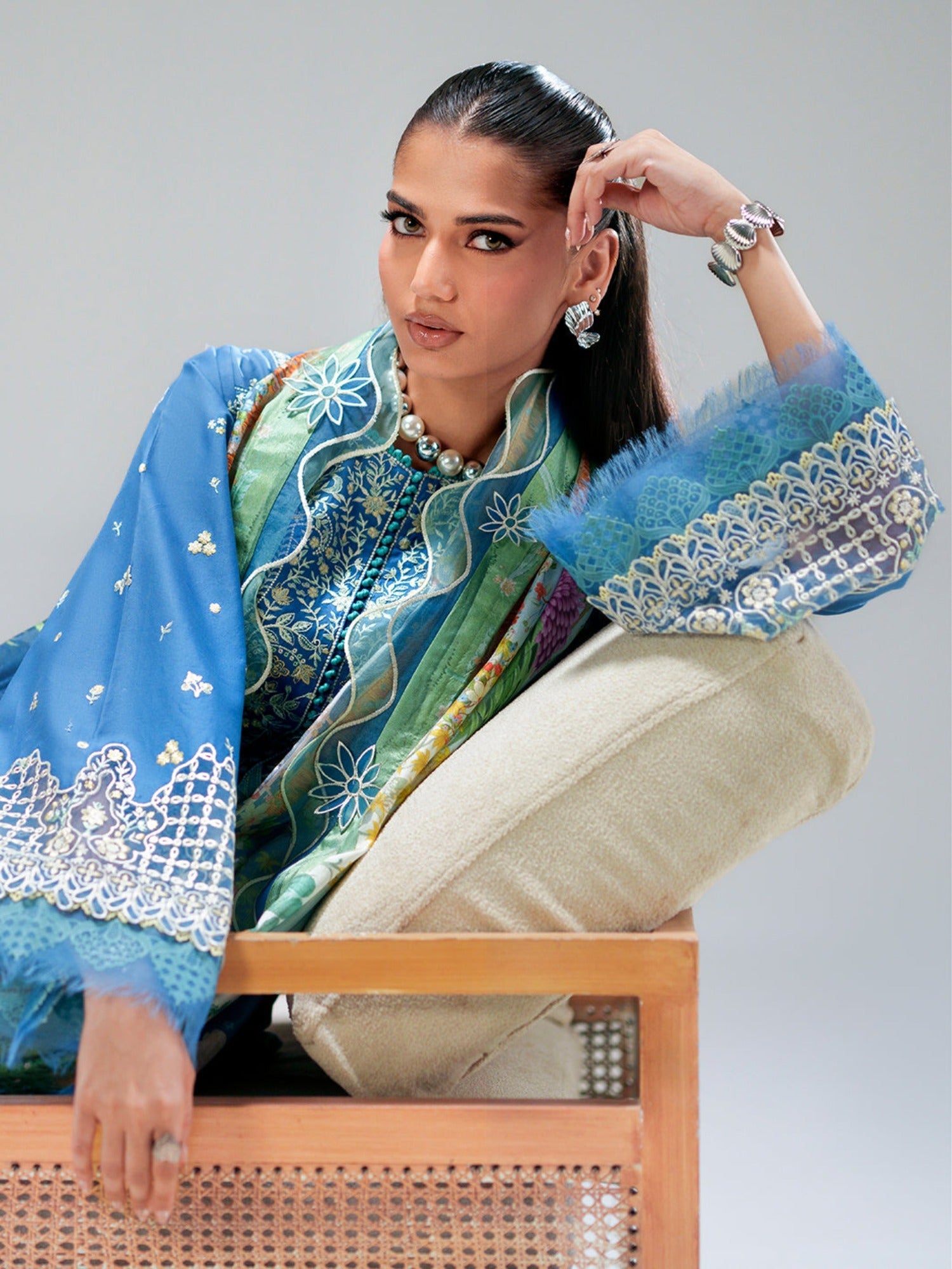 Blue Binilyas Amour Luxury Lawn'26 Embroidered Unstitched 3-Piece Suit-187-A