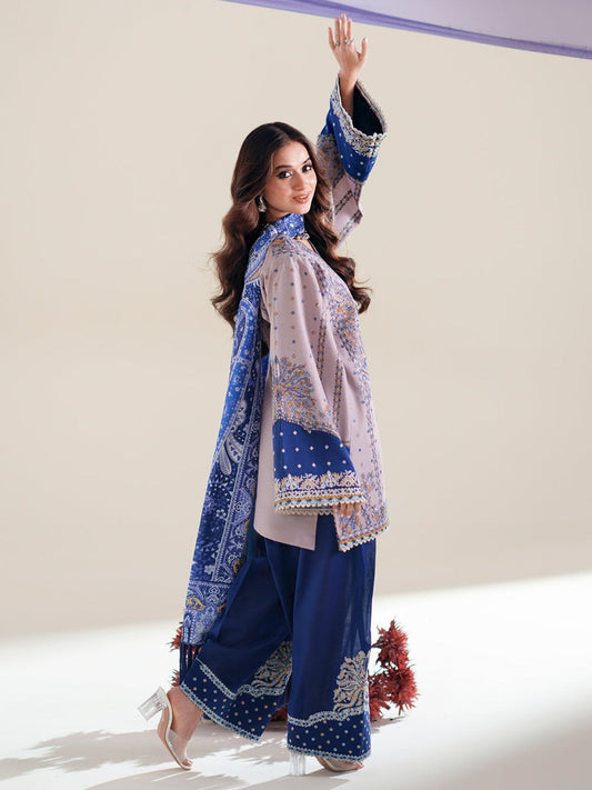 Blue Lilac Binilyas Amour Luxury Lawn'26 Embroidered Unstitched 3-Piece Suit-182-B