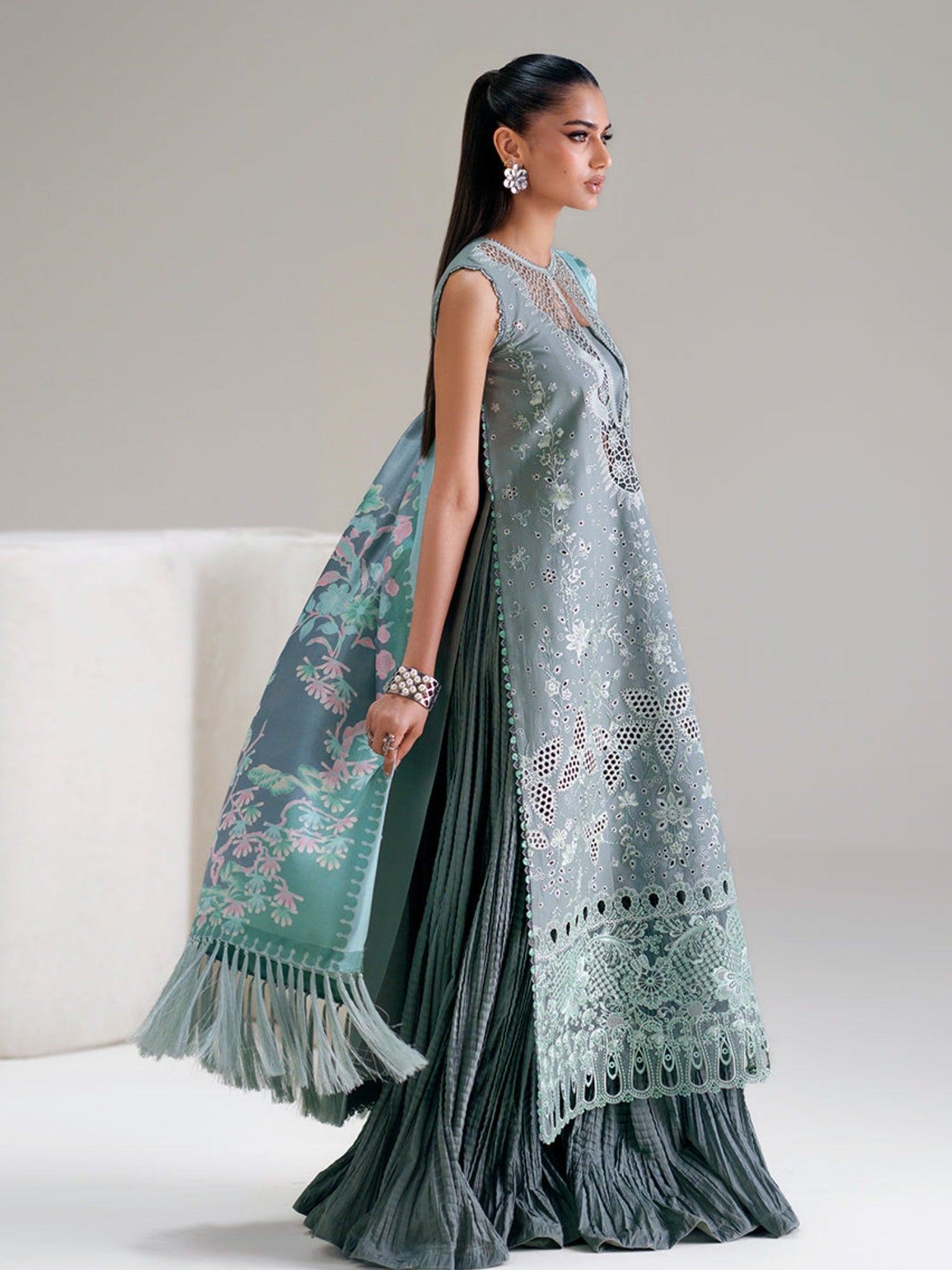 Grey Binilyas Amour Luxury Lawn'26 Embroidered Unstitched 3-Piece Suit-181-A