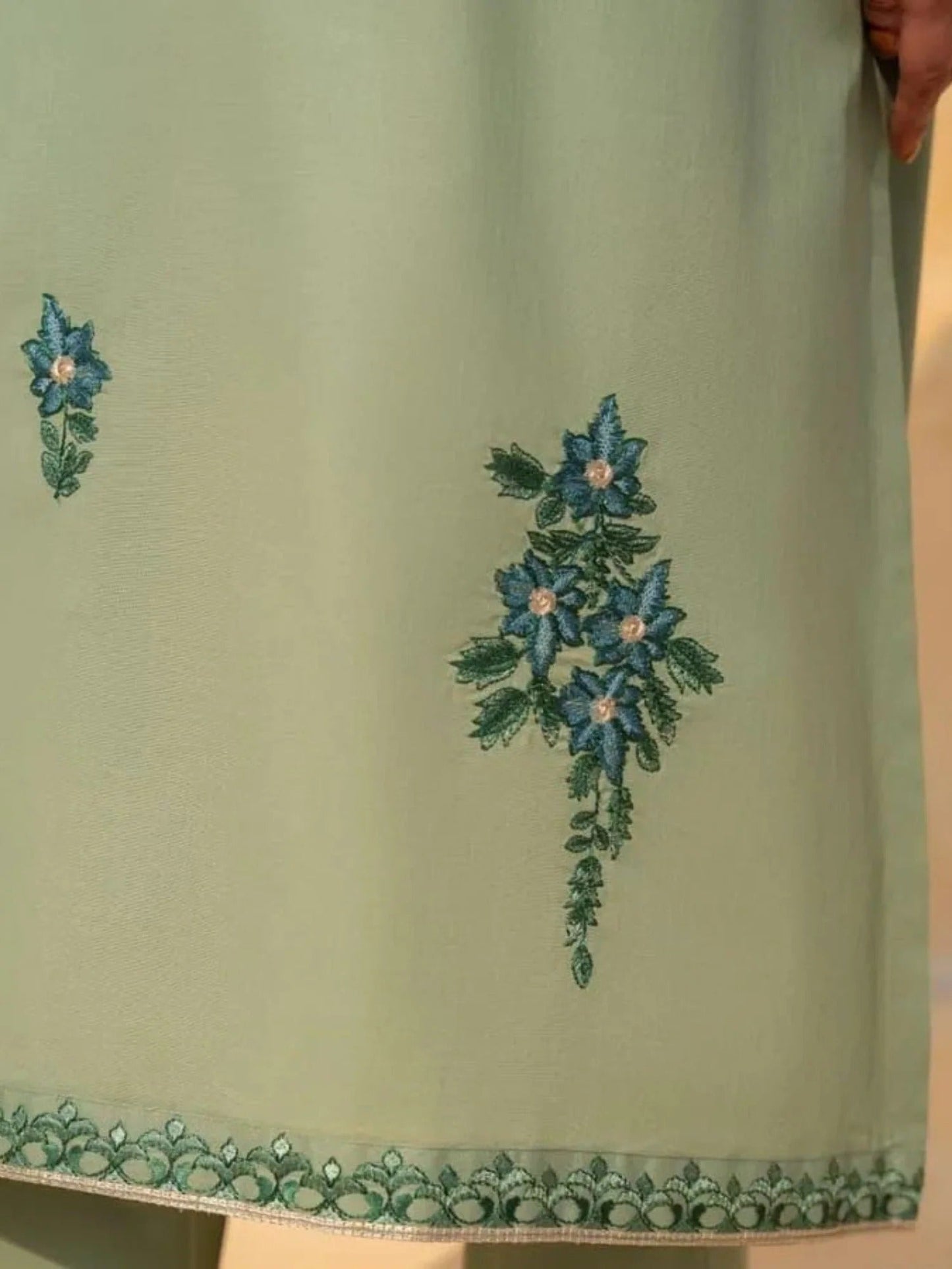 Green Silai Libas Linen Embroidered Stitched 2-Piece Suit-Noor-E-Sehar