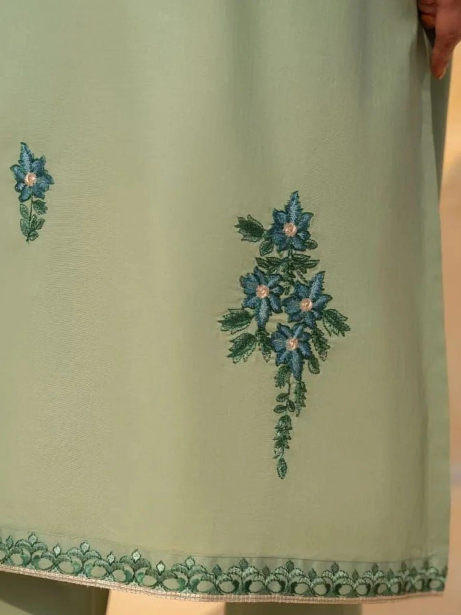 Green Silai Libas Linen Embroidered Stitched 2-Piece Suit-Noor-E-Sehar