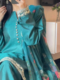 Green Silai Libas Silk Embroidered Stitched 2-Piece Suit-Anaya