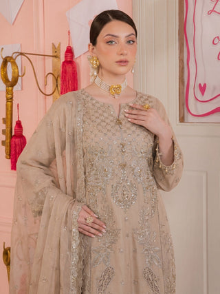 Gold Noori Chiffon Embellished Stitched 3 Piece Suit BSC26145