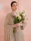 Gold-Noori Chiffon Embellished Stitched 3-Piece Suit-BSC26145 