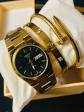 Golden Famus by Mahay Tissot Watch and Bracelet Set