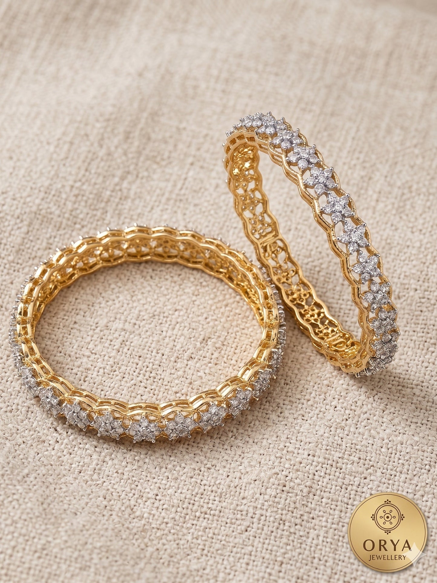 Orya Jewellery Pair White Zircon Bangles