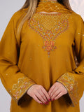Yellow MAK Fashion Noor Luxe Raw Silk Embroidered Stitched 3-Piece Suit-Royal Mustard