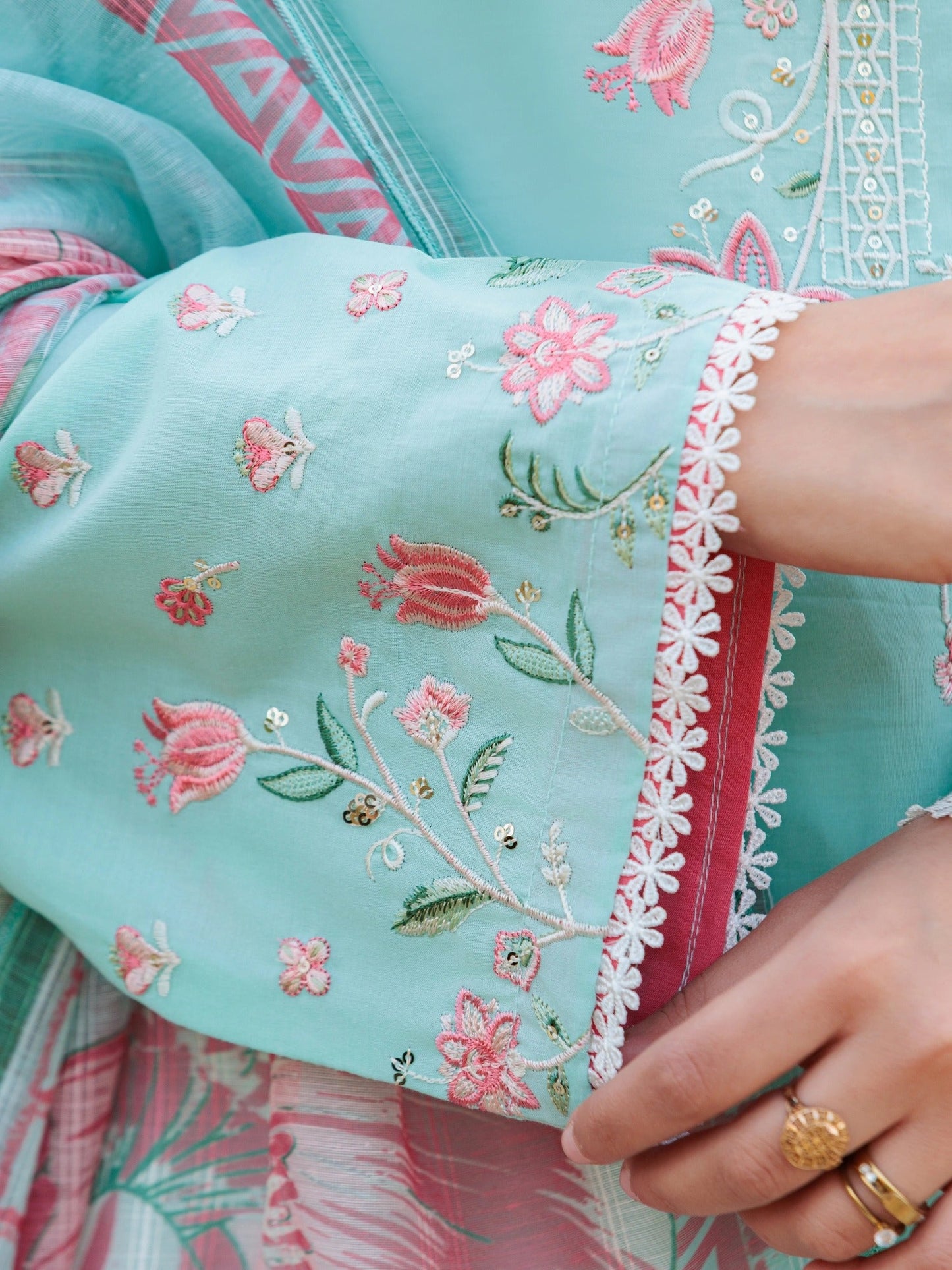 Blue MAK Fashion Isra Lawn Drop'1 Embroidered Stitched 3-Piece Suit-Nerina