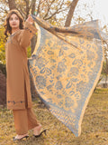 Brown MAK Fashion Isra Lawn Drop'1 Embroidered Stitched 3-Piece Suit-Lavena