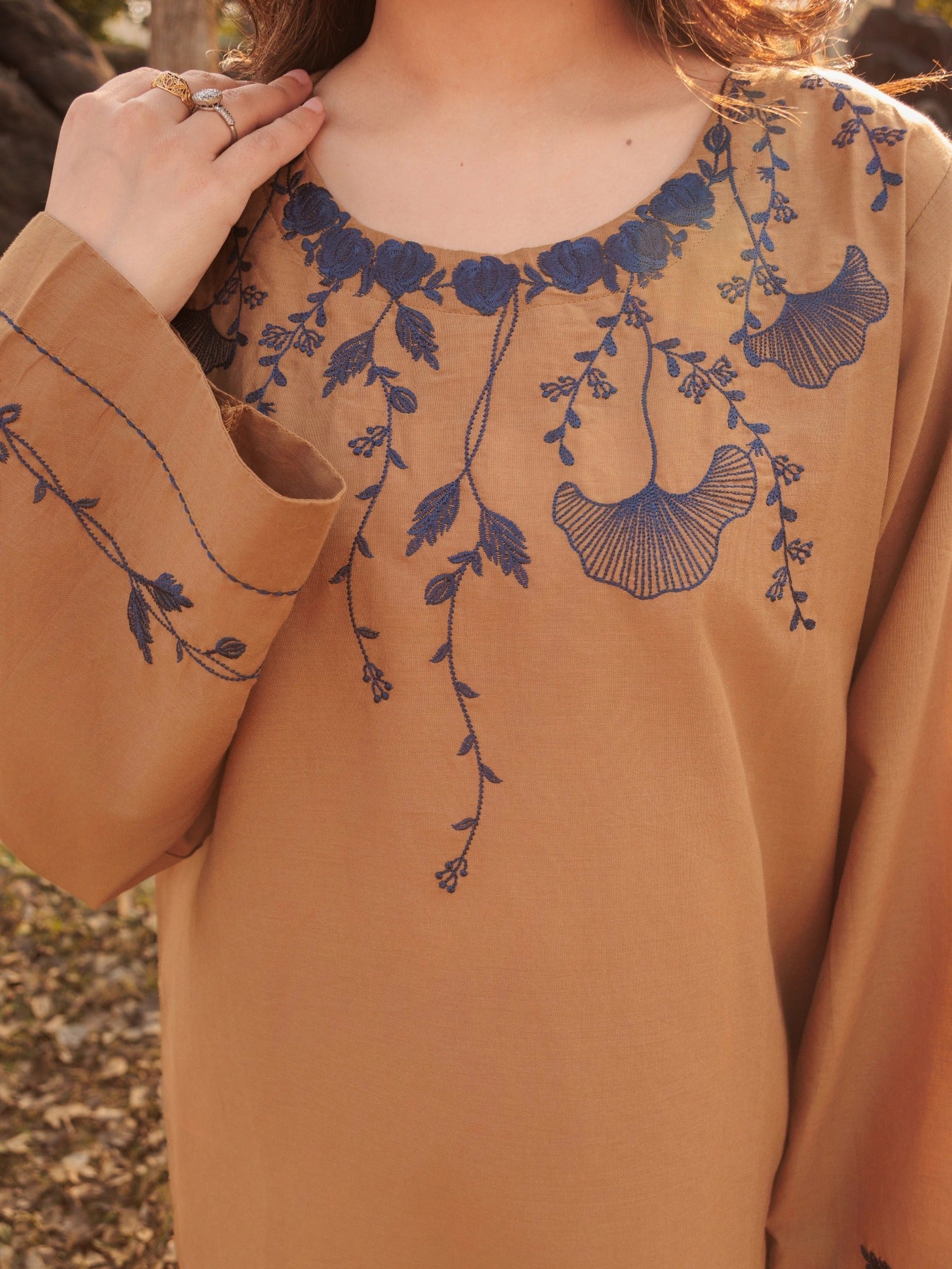 Brown MAK Fashion Isra Lawn Drop'1 Embroidered Stitched 3-Piece Suit-Lavena
