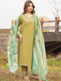 Green MAK Fashion Isra Lawn Drop'1 Embroidered Stitched 3-Piece Suit-Rubina