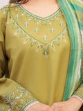 Green MAK Fashion Isra Lawn Drop'1 Embroidered Stitched 3-Piece Suit-Rubina