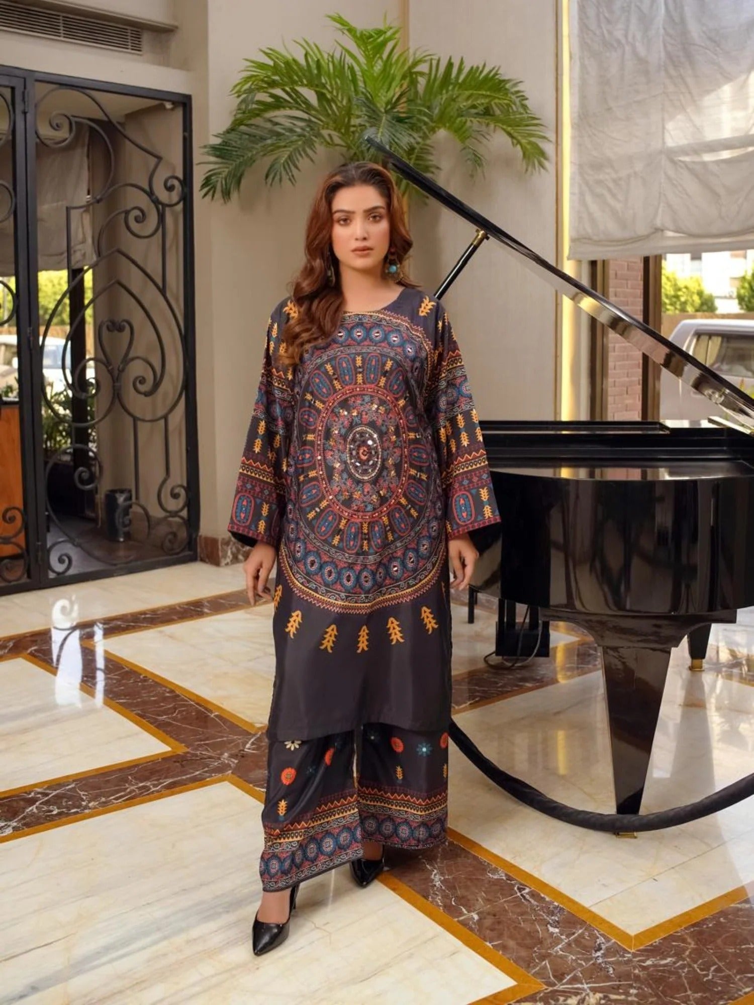 Black-Zeephire Lawn Embroidered Stitched 2-Piece Suit-Alisha