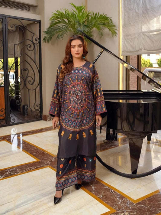 Black-Zeephire Lawn Embroidered Stitched 2-Piece Suit-Alisha