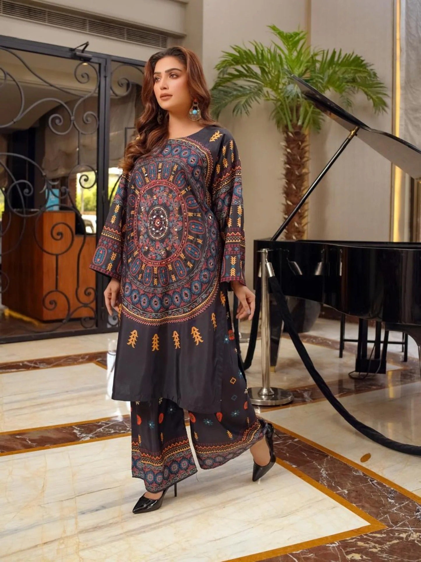 Black-Zeephire Lawn Embroidered Stitched 2-Piece Suit-Alisha