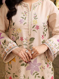 Cream-Zeephire Linen Embroidered Stitched 3-Piece Suit-Sajal Ali