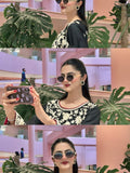 Black-Zeephire Linen Embroidered Stitched 3-Piece Suit-Mahnoor M  