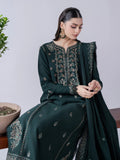 Green-Zeephire Linen Embroidered Stitched 3-Piece Suit-Isha